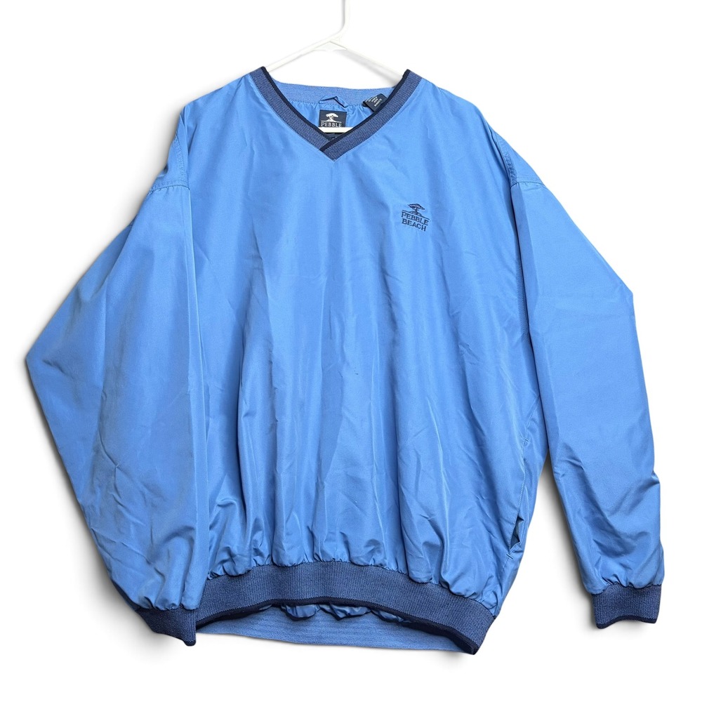 Pebble Beach Mens XL Blue Golf Windbreaker Pullover Water Resistant Jacket